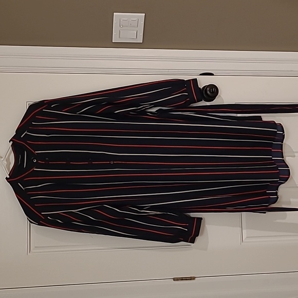 Club Monaco, sz 12 l, Navy dress with red and cream stripes - Picture 1 of 4
